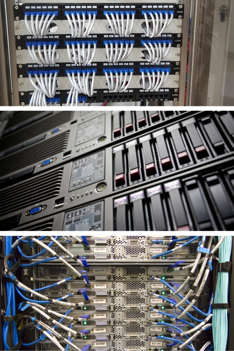 Server racks used for web hosting and networking solutions